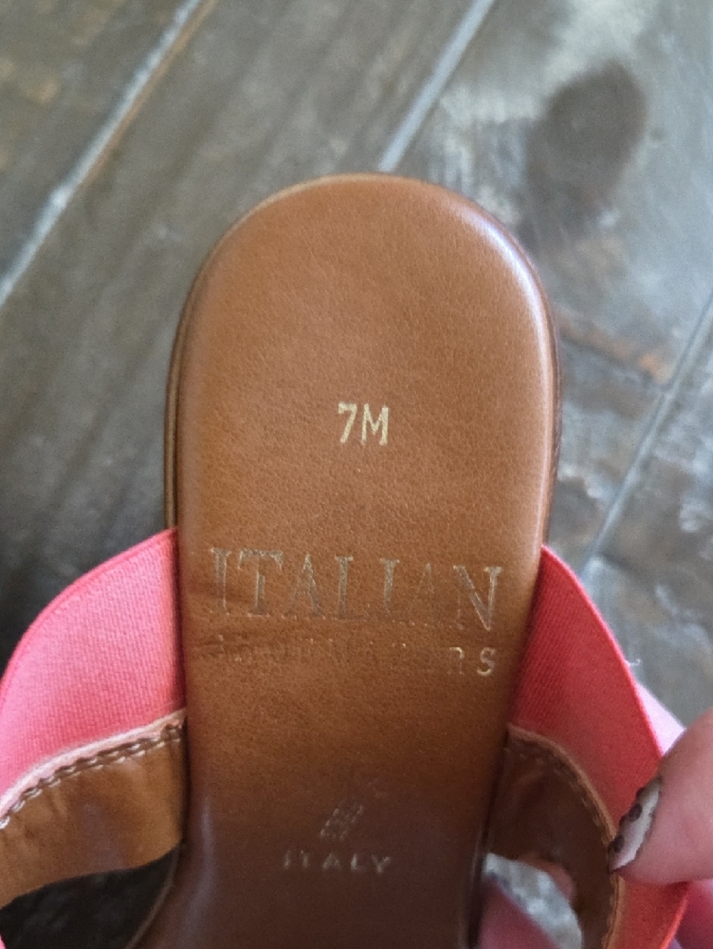 Italian Shoemakers Coral Pink Slide Sandals with Braided Trim - Picture 2 of 5